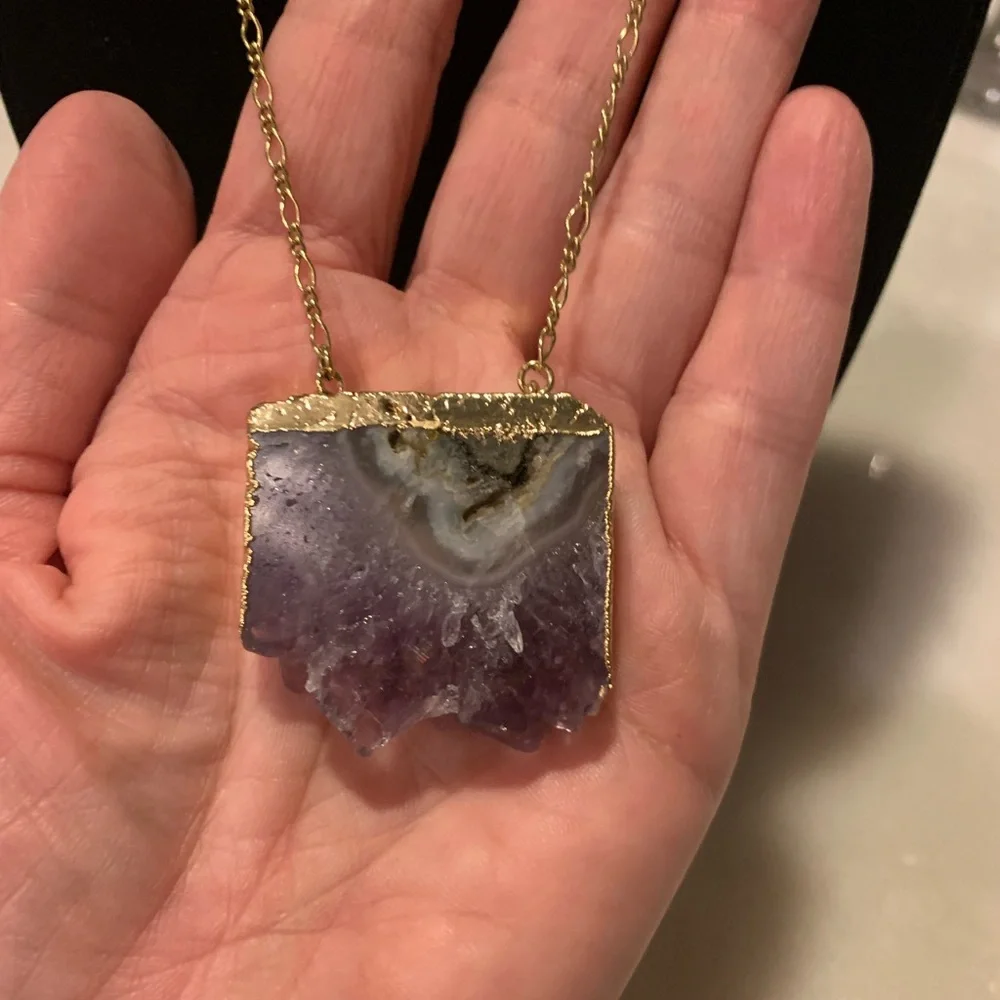 Gold plated necklace with amethyst - Picture 4 of 5